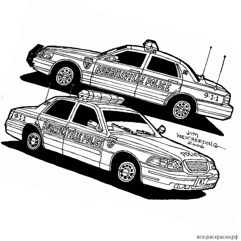 Разукрашки Американские Полицейские Автомашины